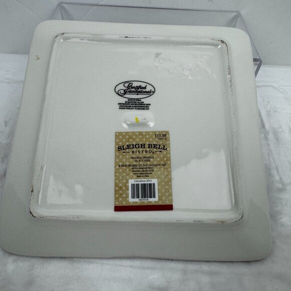 2 Geoffrey Allen 2014 Sleigh Bell 8.5" Square Plates by Certified Internat READ - Picture 7 of 12